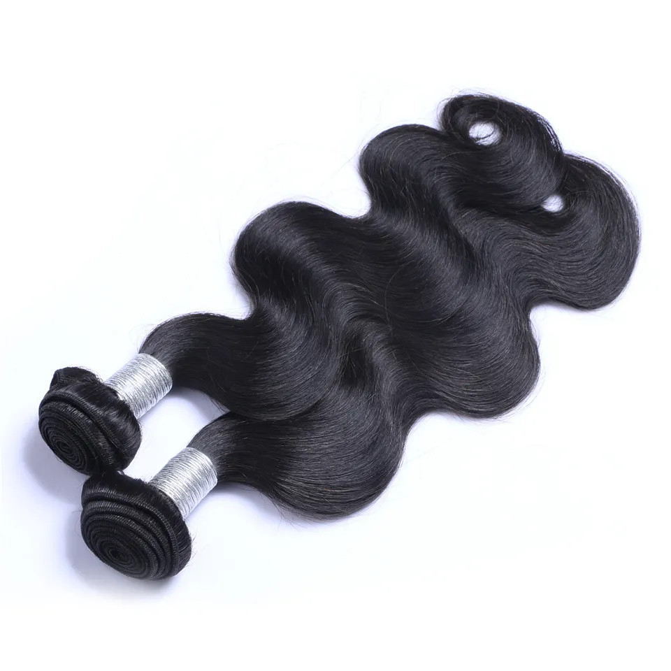 El cabello virgen brasileño de la onda del cuerpo teje 8-30 pulgadas 100 g / pieza Extensiones de cabello negro natural / 