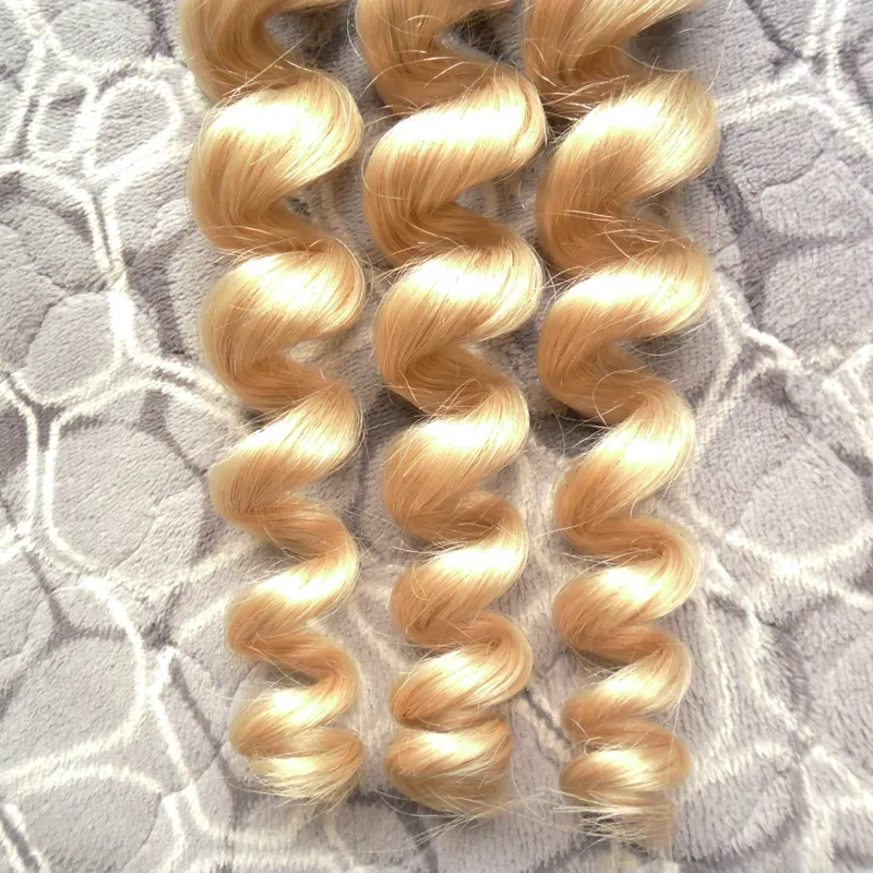 Losse golf human hair extensions Blond Menselijk haar Inslag 1 bundels NonRemy 100g 613 Bleekmiddel Blond Braziliaans haar geweven bundels dou1897271