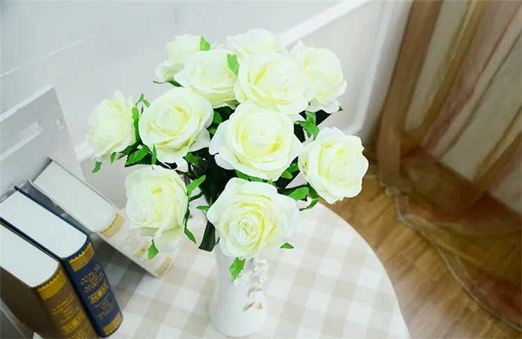 도매 인공 장미 꽃 가짜 실크 단일 결혼식 중앙 장식품 홈 파티 장식 꽃 A0744 멀티 색상 장미