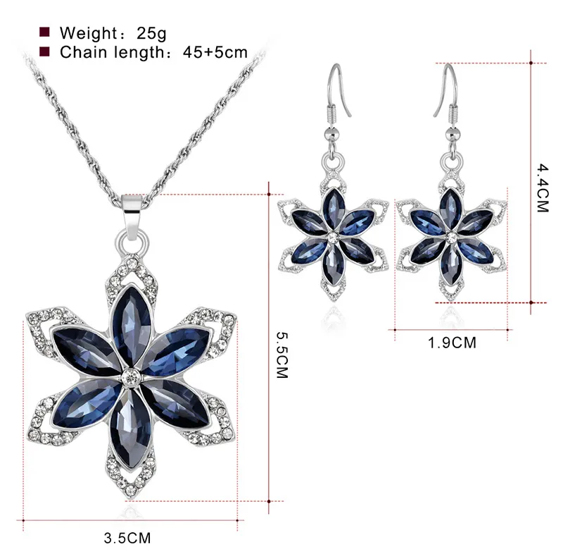 Set Gioielli Donna Argento 925 – Collana E Orecchini Con Cristallo Rosa Fiore – Regalo