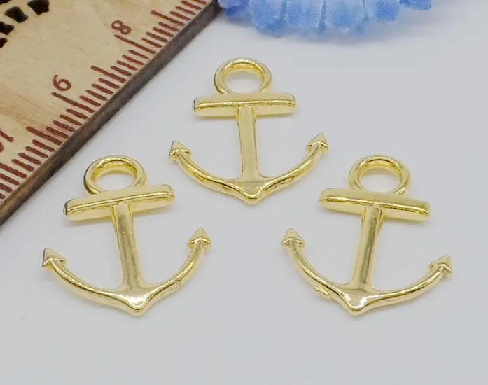 Metal Small Nautical Anchor Charms Antique silver bronze plated gold for Jewelry Making DIY Anchor Pendant Charms 15*19mm