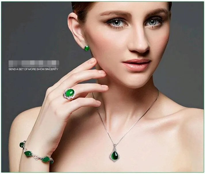 Natural Jade Green Stone Charms Pendants Necklace 925 Sterling Silver Chalcedony Korean Fine Jewelry for Women Wedding Engagement gifts