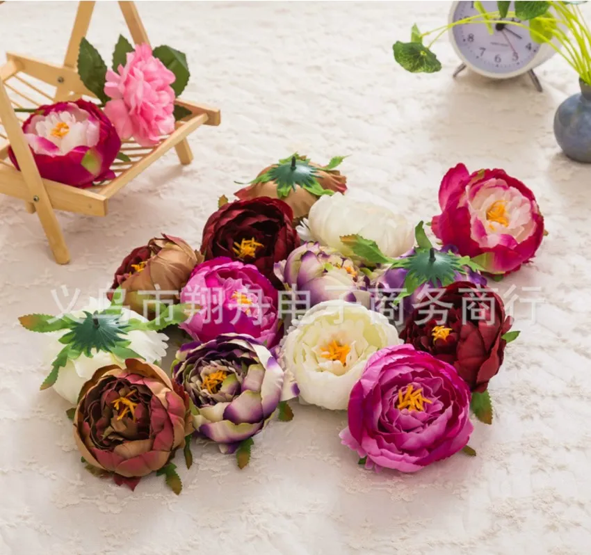 300 pcs Dia 10cm Artificial Fabric Silk Peony Flower Head For Wedding Decoration Arch Flower Arrangement DIY Material Supplies