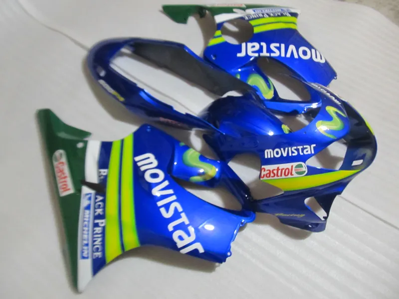 Kostenlose Spritzguss-Verkleidungssätze für Honda CBR600 F4 1999 2000, blau-grünes Motorrad-Karosserieverkleidungsset CBR 600 F4 99 00