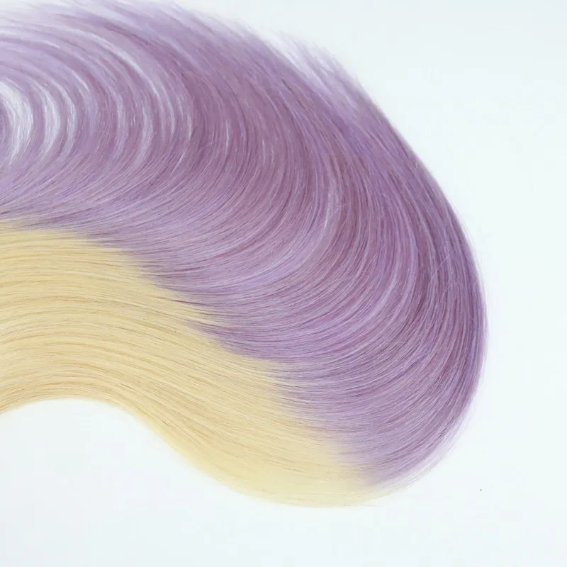 Ombre couleur 613/lavande vierge cheveux droite meilleure vente pince à cheveux humains de qualité supérieure dans les extensions de cheveux 100G par paquet