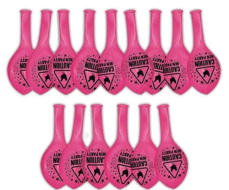 Caution Hen Party Printed Pink Balloons Decoration Accessories Bridal To Be Bachelorette Hen Night Carnival Funny fancy dress latex ballon