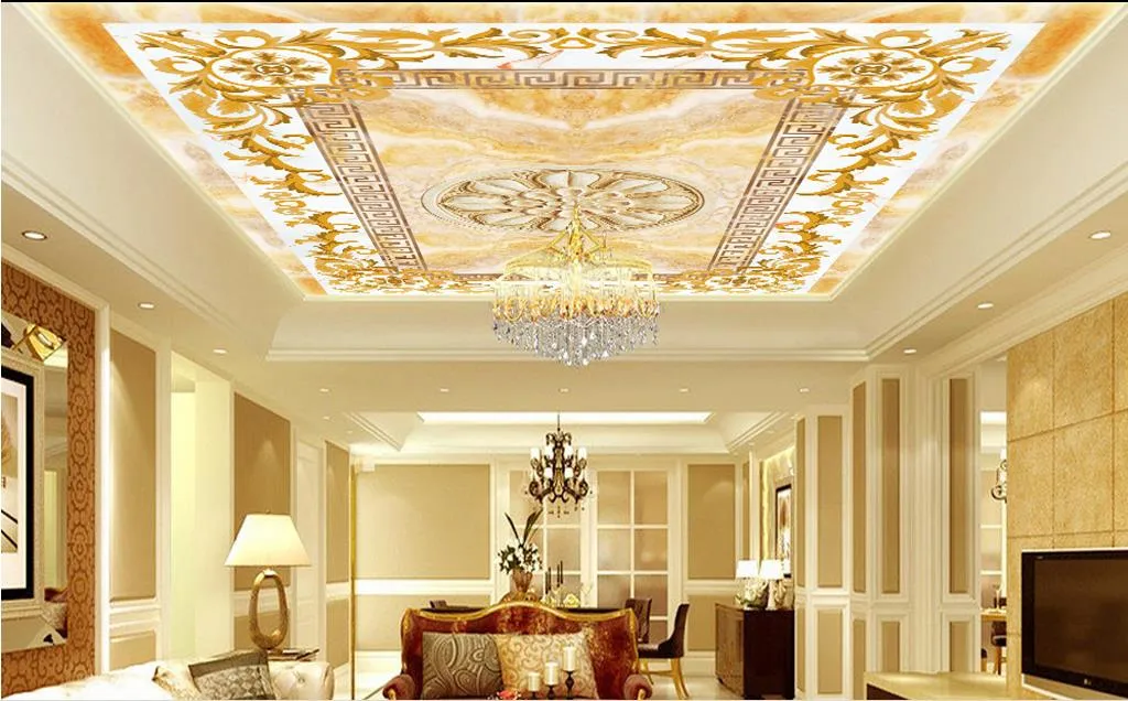 Fond d'écran de plafond 3D personnalisé HD peinture à l'huile européenne 3D Plafond pelle peint salon salon Plafond papier peint 5350738