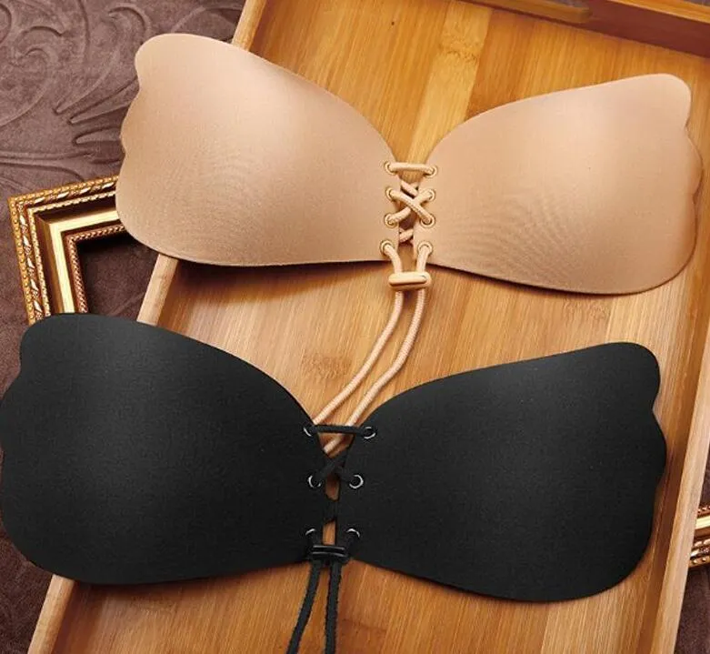 Women Silicone Bra Cups For Backless Dress Butterfly Invisible Push Up  Stick On Self Adhesive Front Fly Bra Strapless A B C D From Yaya52090,  $2.99