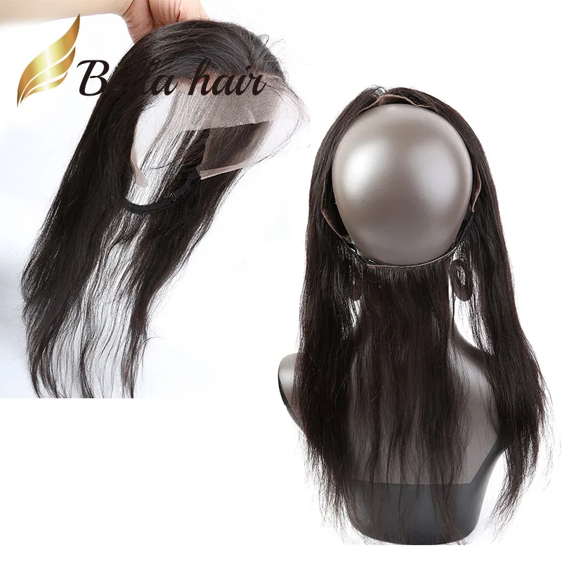 Naturlig hårlinje med barnhår 360 spetsband Fronkel 22 * ​​4 Grade 7a Brasiliansk Virgin Human Hair Silky Rak Frontal Bella Hair
