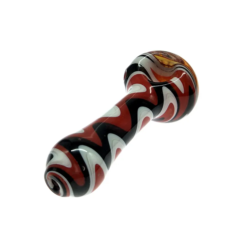 New product 4.3 inch colored switchbacks spoon pipe with honeycomb bowl tobacco glass pipe for smoking use