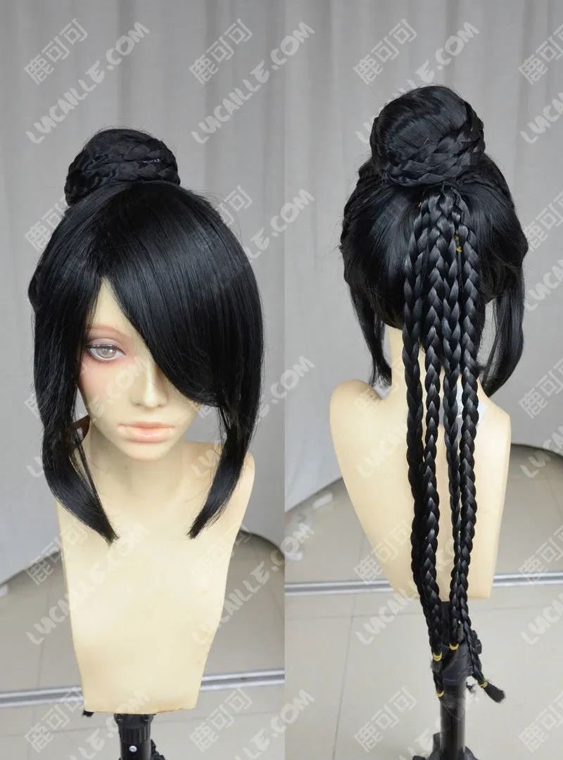 100% helt ny högkvalitativ modebild Full Lace Wigsfinal Fantasy / Lulu / Braids Head + Wig Bag / Black Cosplay Wig