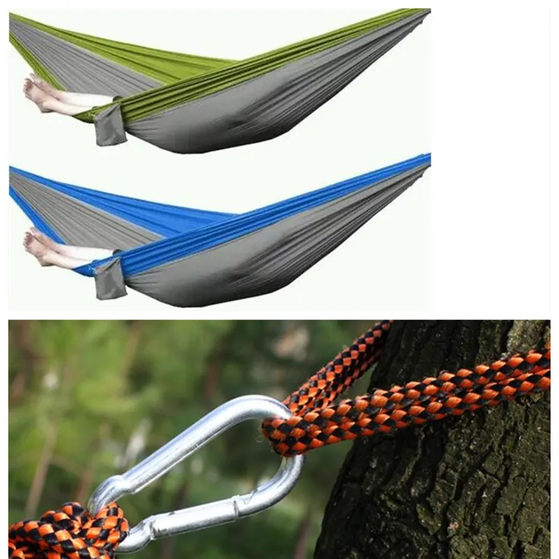 Outdoor or Indoor Parachute Cloth Sleeping Hammock Camping Hammock high quality multicolor