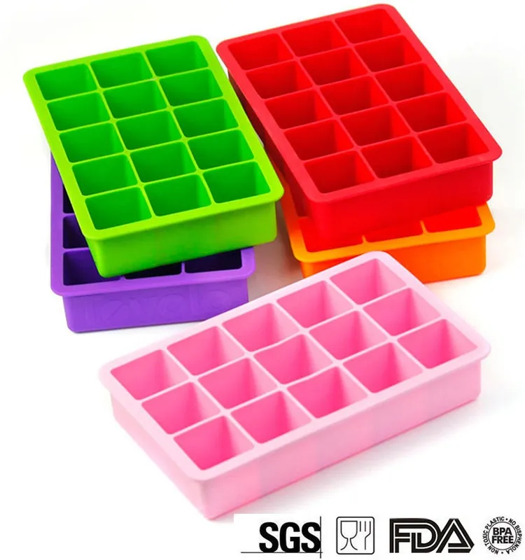 15 kwadratów Food Grade Silicone Ice Making Mold Ice Cube Silikonowe Formy Party Favors BPA za darmo