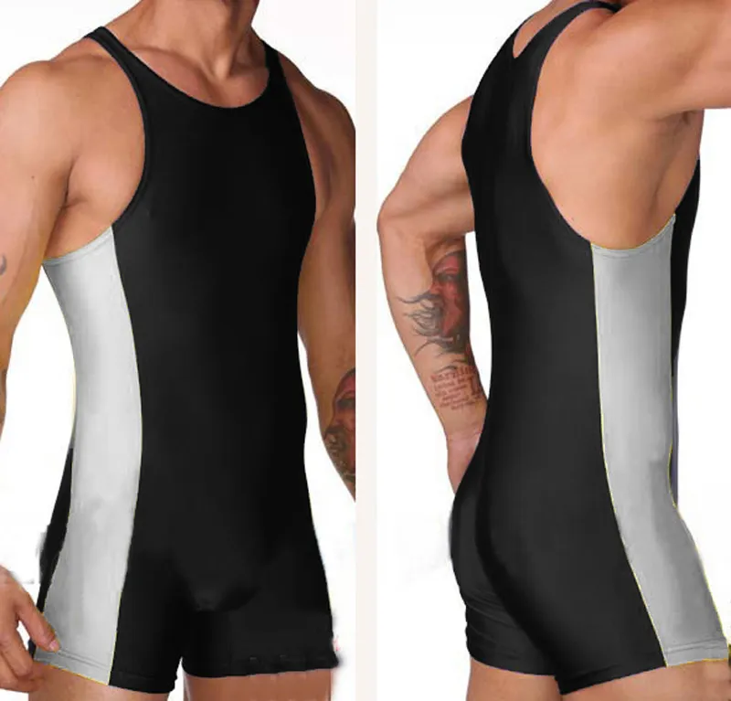 Men Full Body Leotards Swim Suit One piece Swimwear Athlete Suit Gym Man Wrestling Singlet269C