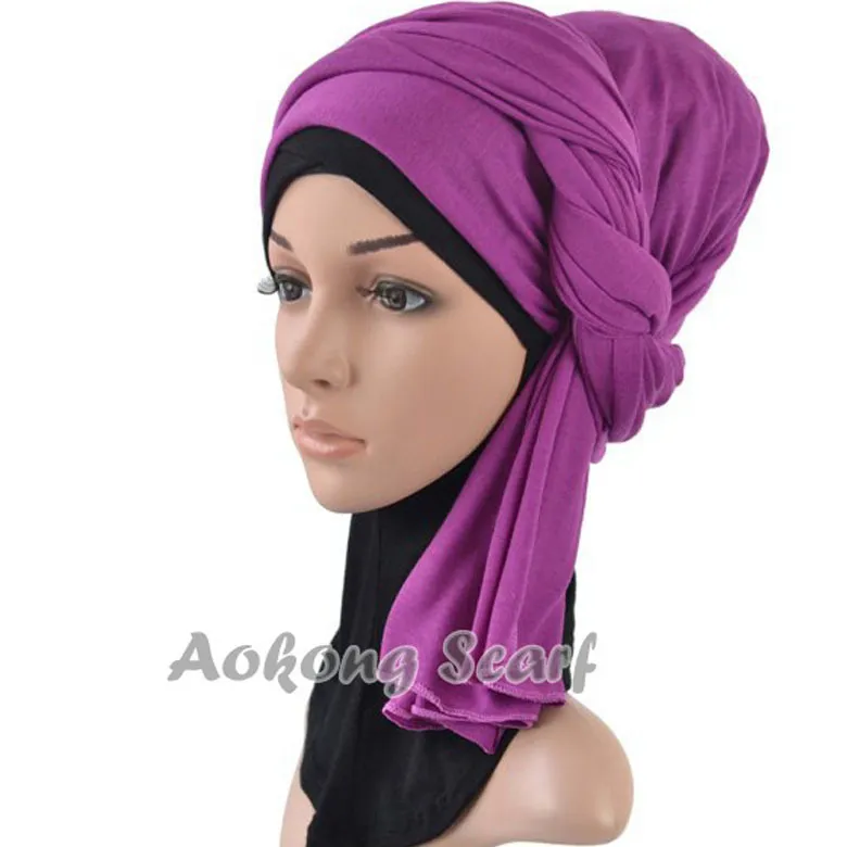 maxi bufanda jersey hijab 85 * 180 cm mujer modal jersey bufanda musulmana cabeza larga envuelve sólido hijab robó diademas de alta calidad S522