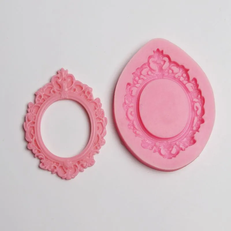 BB022 miroir cadre Fondant gâteau de mariage décoration outils Cupcake Silicone moule chocolat moules