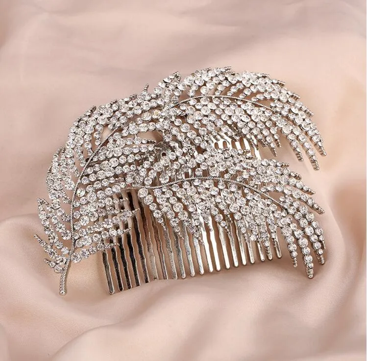 Fashion Bridal Wedding Tiaras Stunning Rhinestone Fine Comb Bridal Jewelry Accessories Crystal Hair Brush LY685742708