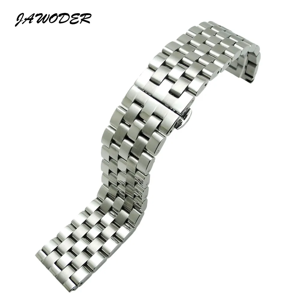 Bracelet de montre JAWODER 18 20 22 24mm hommes pur polissage en acier inoxydable solide + bracelet de montre brossé bracelet boucle de déploiement Bracelets