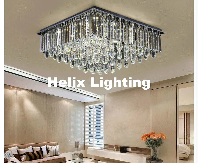 Lampe d'intérieur moderne LED cristal plafonnier luminaire Smokey/clair LED plafonnier lampe d'éclairage encastré AC garanti 100%