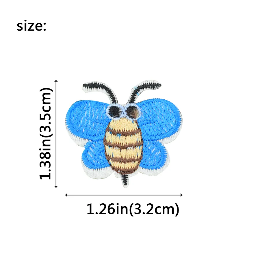 10 pçs remendos de abelha azul emblemas de insetos para roupas remendo bordado de ferro apliques de ferro em remendos acessórios de costura para roupas2755