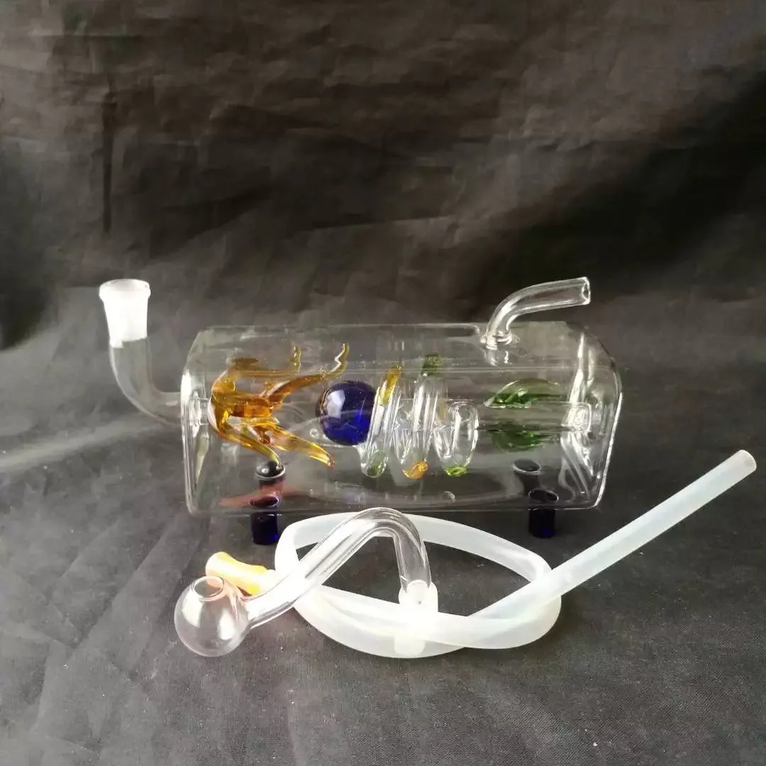 Narguilé en verre de dragon à tube horizontal, bangs en verre en gros, conduites d'eau en verre de brûleur à mazout, accessoires de tuyaux de fumée