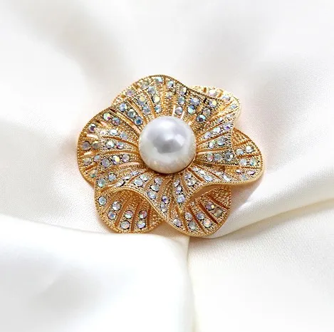 1.8 Inch Rhinestone Crystal Diamante Floral Broche Bruiloft Corsages 3 Kleur Beschikbare Vintage Stijl