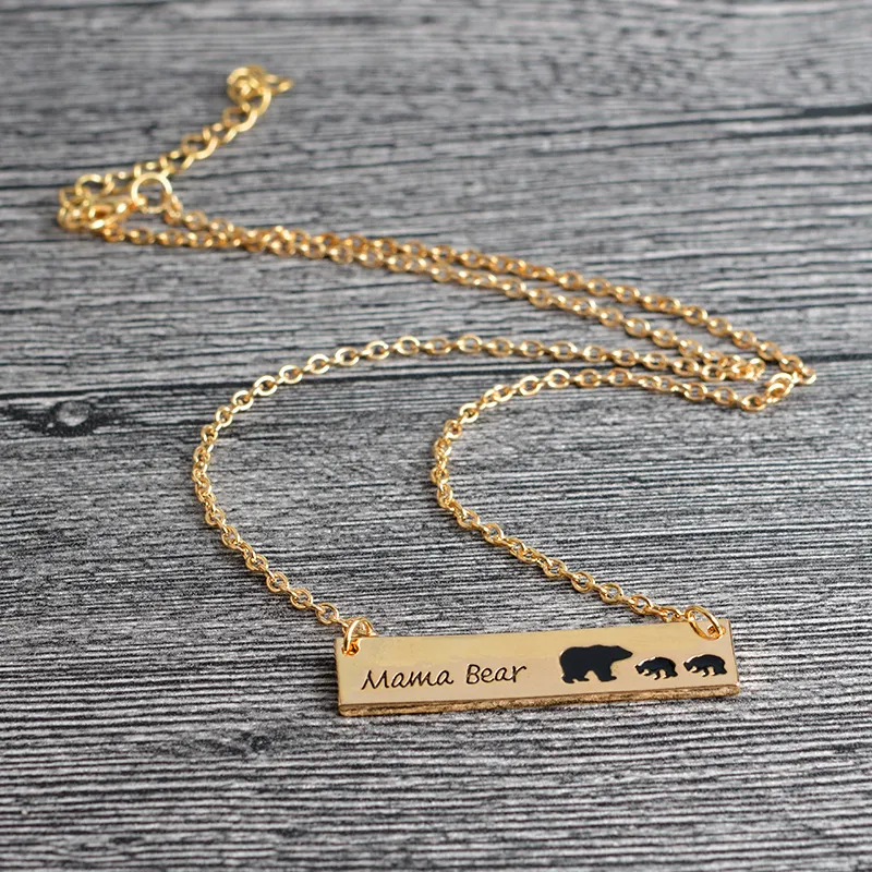 Mama Bear Pendants Necklace Animal Necklaces Gold Silver Colors Alloy Pendant Fashion Jewelry Mothers Day Gifts