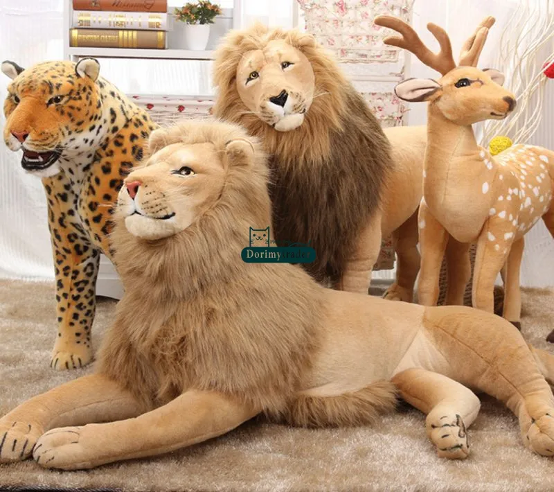 Dorimytrader Huge Simulation Animal Lion Stuffed Toy Home Decoration Photography Props Kids Gift 51inch 130cm DY60767