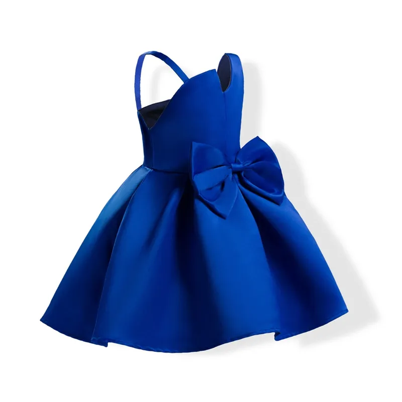 2017 어린이 활 저녁 공주 드레스 어린이 파티 옷 아기 소녀 고품질 의류 유아 패션 솔리드 드레스 100-150cm