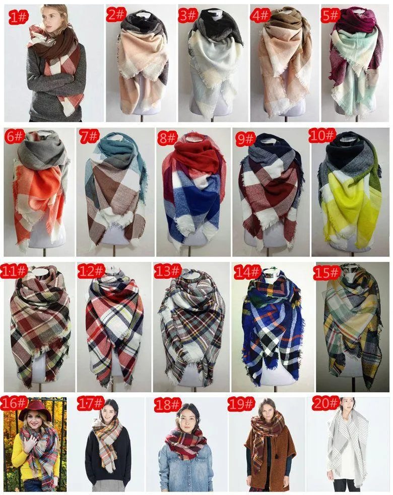 Factory Price Wholesale Blanket Oversized Tartan Scarf Wrap Shawl Plaid Cozy Checked Pashmina Women Hot Many Designs Mix DHL Free