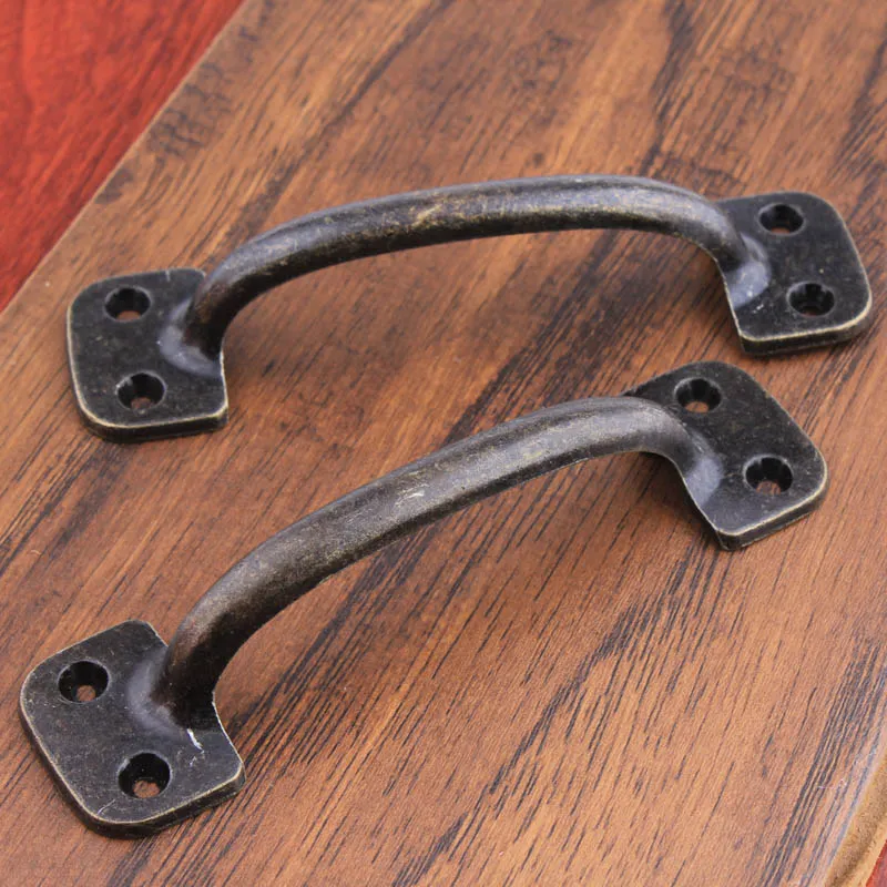 Rustico Vintage Simple Fold Install Möbler Handtag Antik brons kökskåpslåda drar knoppar billigare DIY -handtag