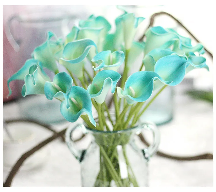 y Vintage sztuczne kwiaty Calla Lily bukiety 34,5 cm / 13,6 cal na imprezę domu bukiet ślubny