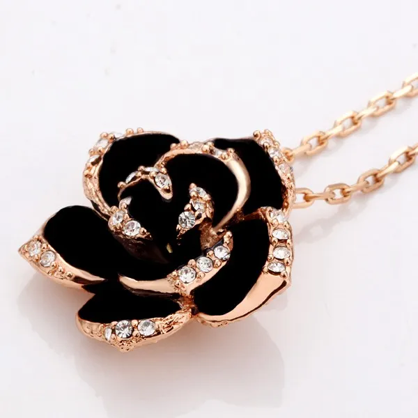 Wysokiej Jakości Kobiet Kwiat 18K Gold Biżuteria Naszyjnik Wegn008, A ++ Różowe Złote Naszyjniki Białe Gemstone z łańcuchami