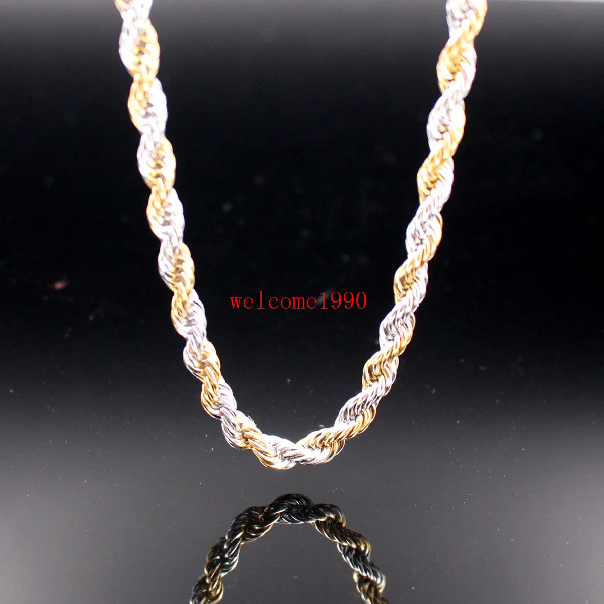 24 tum 5mm / 6mm guld silver rostfritt stål twisted singapore kedja rep kedja länk halsband kvinnor män helt nya