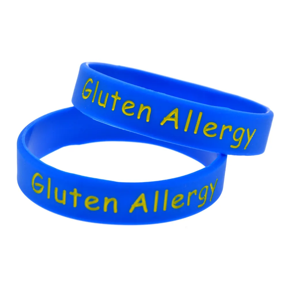 1pc gluten allergie siliconen rubberen polsband voor kinderen geweldig om te gebruiken in school- of buitenactiviteiten