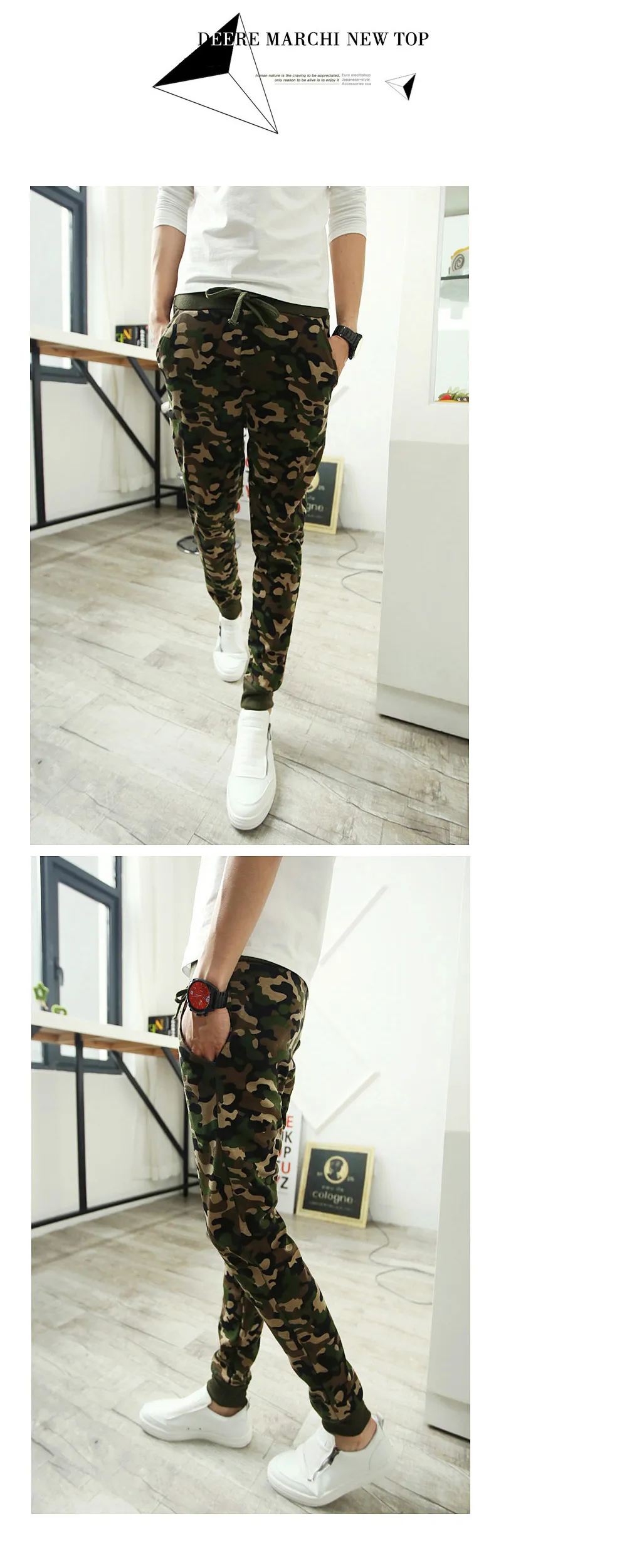 Camo workowate joggers męskie spodnie haremowe moda szczupła kamuflaż do migania spodni menu haremowe spodnie dresowe spodnie casual Wea243g