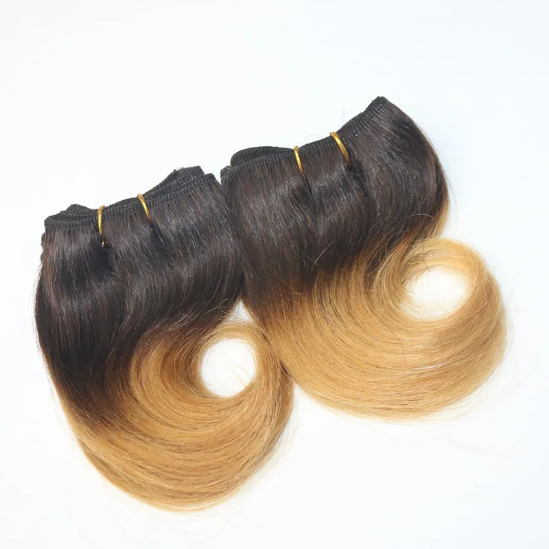 2017 venta caliente 6 pulgadas cuerpo onda cabello brasileño Ombre Color 4 piezas/lote 100% extensión de cabello humano
