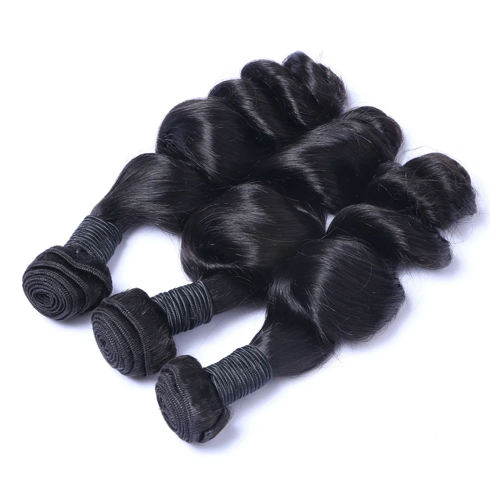 Unprocessed Brazilian Human Remy Virgem cabelo solto onda cabelo tece extensões de cabelo cor natural 100g / pacote duplo wews 3bundles / lote