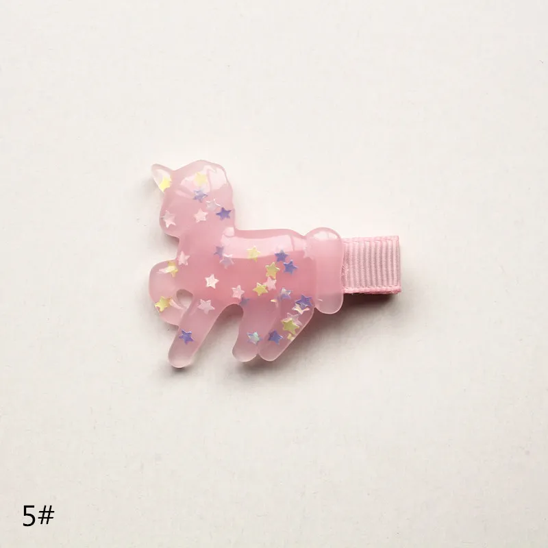 LOT Baby Hair Clips Pretty Hairpins Cute Horse Shape Haiepins Kids Hair Barrettes Plastic with Glitter Stars Sequins Inside6195464