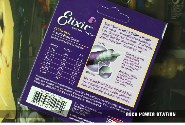 Elixir 11025 Polweb Great Tone Long Life 8020 Brązowe Sznurki gitar akustycznych 011 015 022 032 042 0521443618