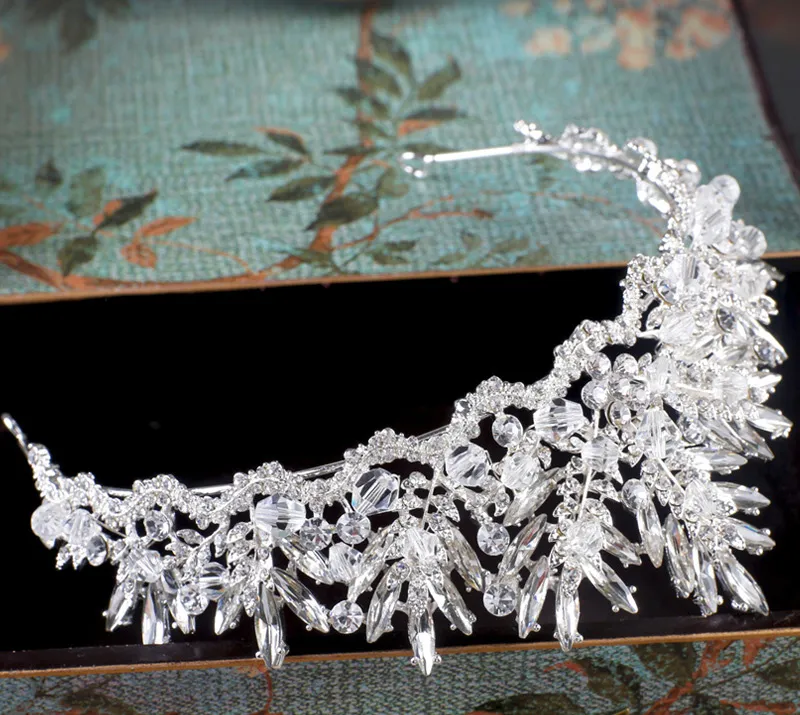 Fairy Sparkly Clear Crystal Bridal Crown Tiara Wedding Prom Party Hoofdband Garland Headpieces Gratis Verzending Evenement Rhinestone Haaraccessoire