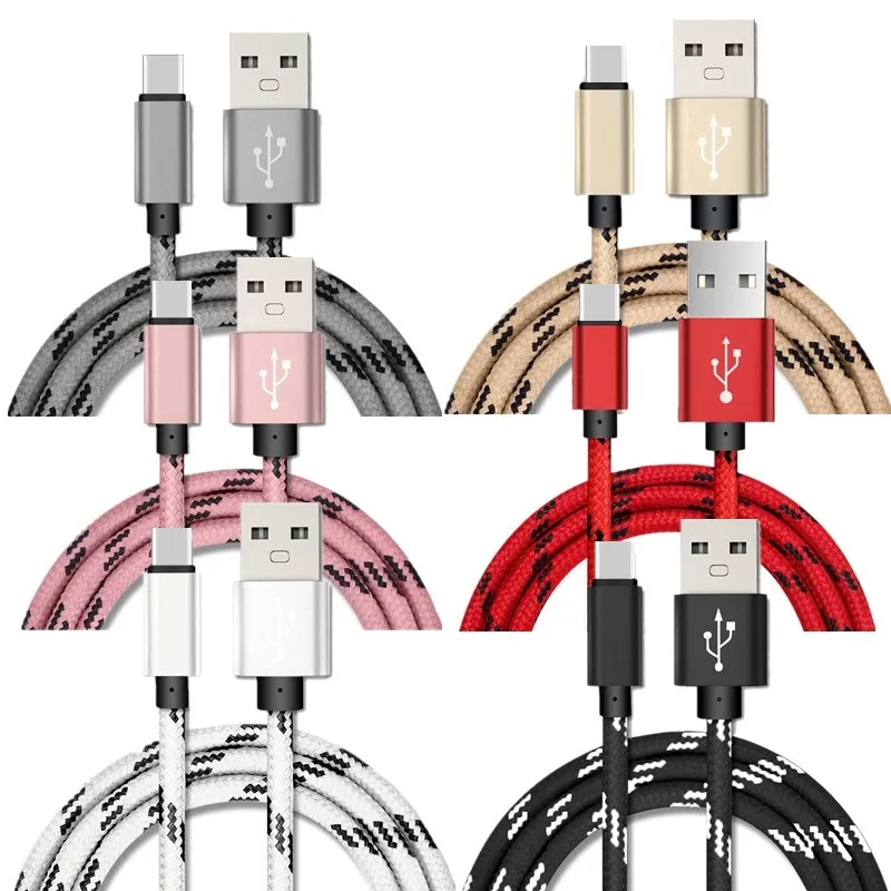 Thiiker Tkanina typu C Kabel Nylon Pleciony Micro V8 5Pin Kable USB dla Samsung Galaxy S3 S4 S6 S7 S8 plus Android Telefon