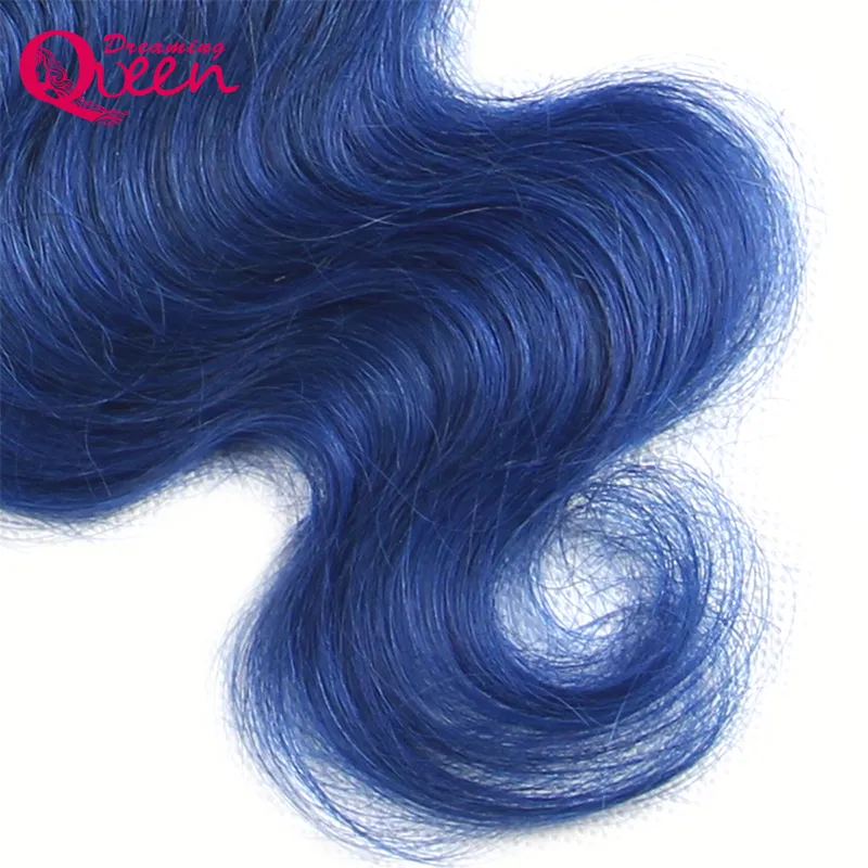 T1B المحيط الأزرق اللون أومبير البرازيلي الجسم موجة الشعر الإنسان التمديد أومبير البرازيلي العذراء الشعر البشري 3 حزم نسج ملحقات