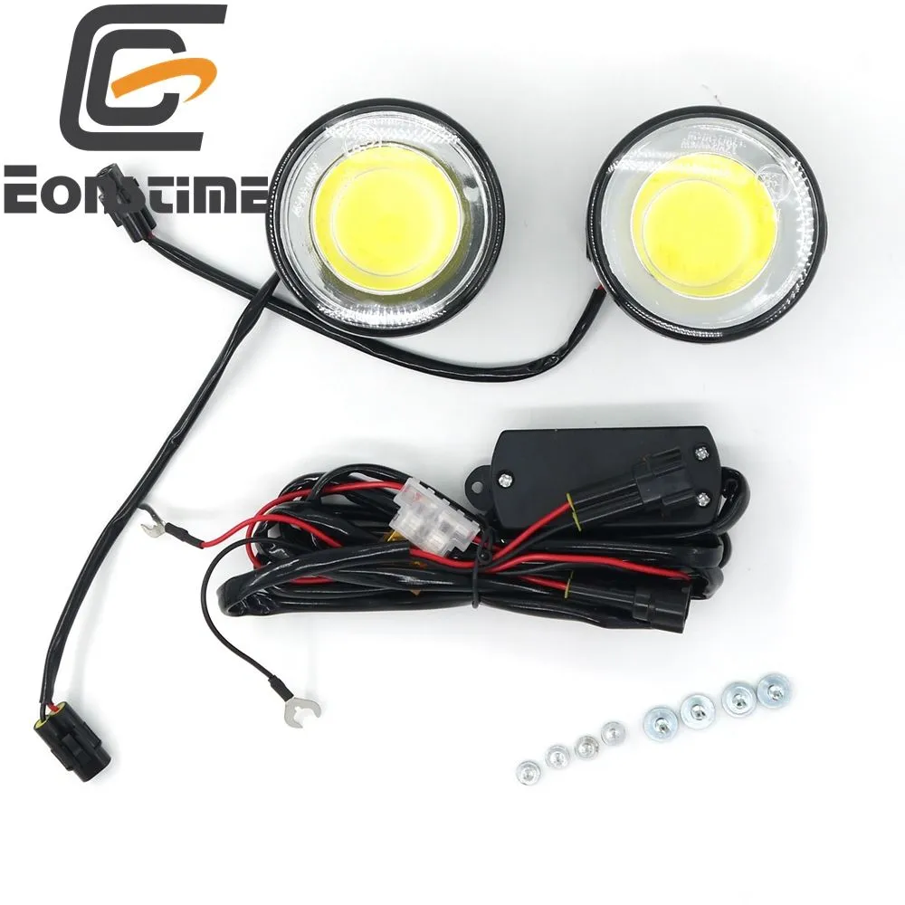 Eonstime 12V / 24V 2PCS DRL Ultra Bright Round 8W COB LED Eagle Eye Car Fog DRL Dagtid Running Lights LED Work ATV Eagle Eye IP67