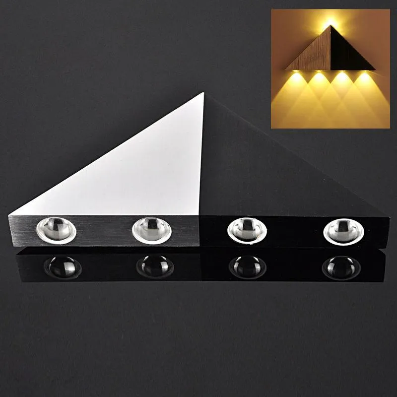 Triangle Led Wall lamps 85-265v 3W 4W 5W Foyer Corridor Balcony Aisle Bedroom Lamp Warm White RGB Black Silver Cover for Bedside lamp hotel