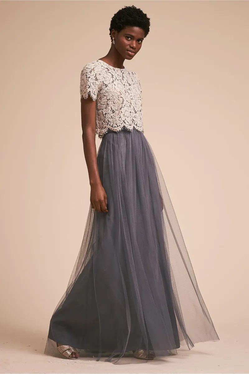 Grey lace top bridesmaid dress outlet
