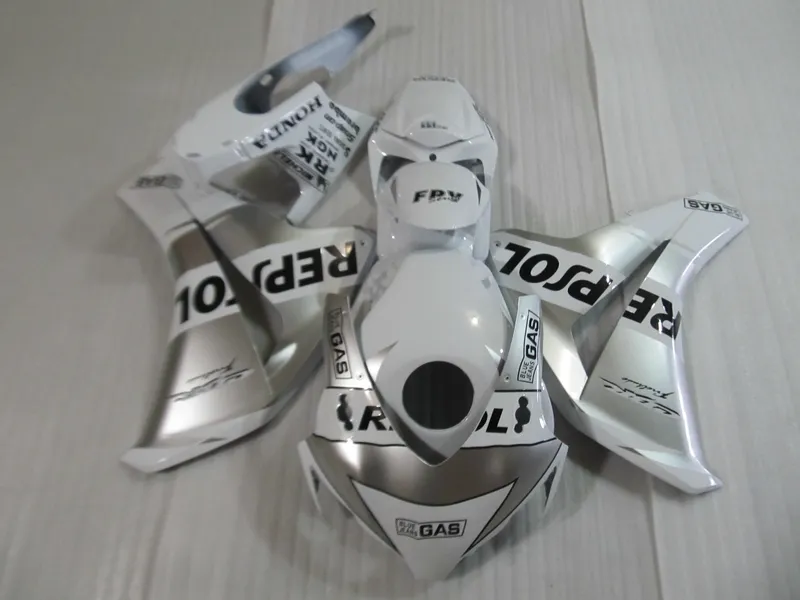 Injektionsgjutning Hot Sale Fairing Kit för Honda CBR1000RR 2008-2011 Vit Silver Fairings Set CBR1000RR 08 09 10 11 OT11