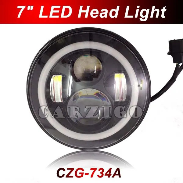 New-734A 1 قطعة 7 بوصة كشافات LED مع ارتفاع منخفض شعاع أبيض + أصفر هالو الدائري 7 "40 واط العلوي ل هارلي ديفيدسون ل جيب رانجلر