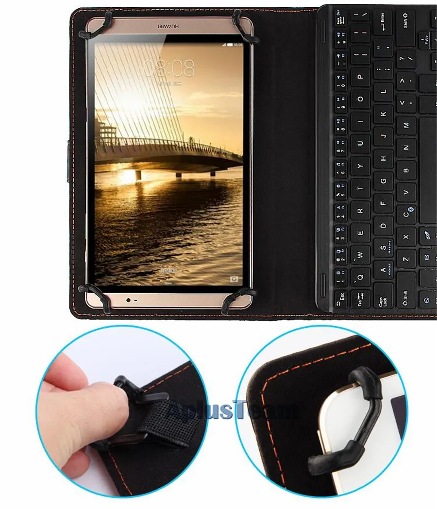 Hot Sale Wireless Bluetooth 3.0 Keyboard Leather Case Removable With Touch Panel for Tablet PC Apple Android 7 9 10" Inch Support 3 System