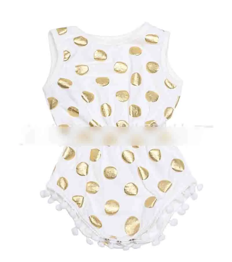 2017 New Newborn Clothes Baby Rompers Girls Jumpsuits Beans Fashion Gold Polka Dots Floral Leopard Printed Toddler Clothing onesie A6339